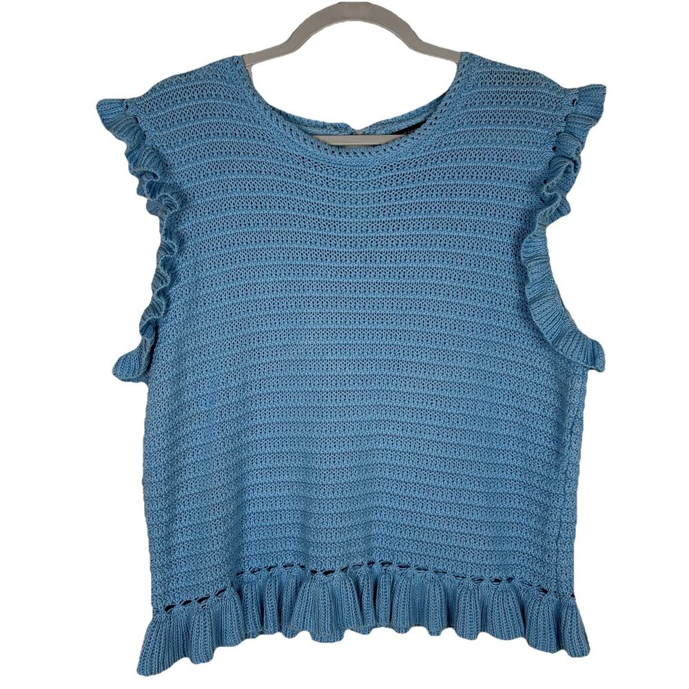 Marc New York Womens Sz XL Knit Ruffle sleeveless Tank Top sweater Cottagecore